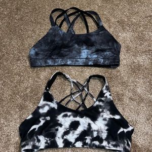Pair of Acid-Wash Strappy Target Sports Bras